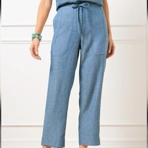 Talbots Blue Chambray Wide Leg Pants Size M